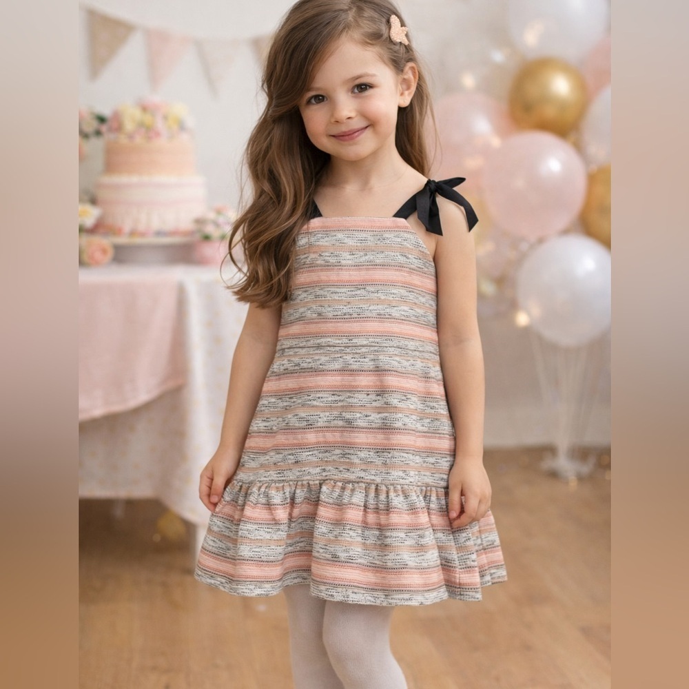 Gianni Bini Girls Tweed Dress with Tie Shoulders, New with Tags